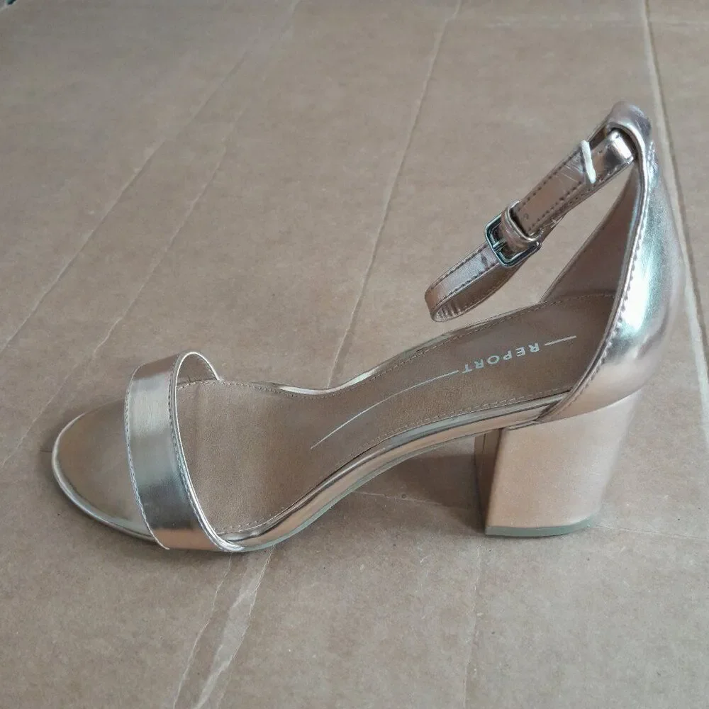 Report Women’s Payson Rose Gold Block Heel Shoes Size 6.5